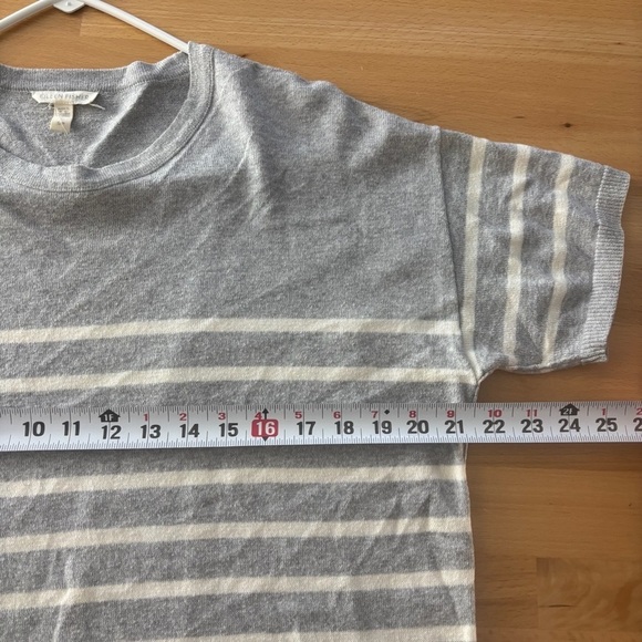 Eileen Fisher Women’s Small Gray White Stripes Crew Neck Organic Cotton Tee - Picture 8 of 9